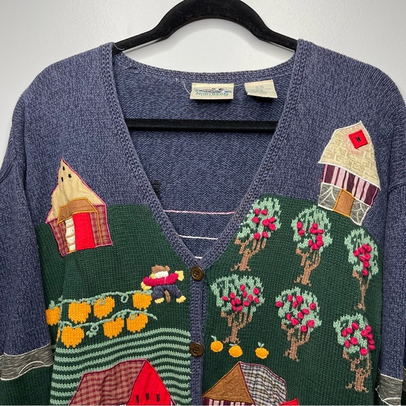 Vintage Oversized Northern Reflections V Neck Grandma Cottage Cabincore Cardigan - Picture 2 of 8